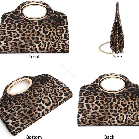 Clutch Purses for Women Cut Out Handle Clutch PU Leather/Straw Evening Bag for W - Picture 2 of 9